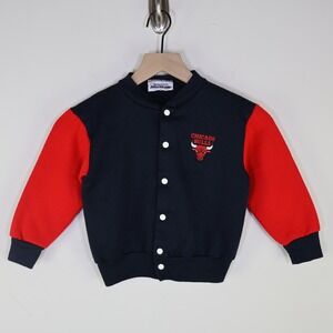 Vintage Chicago Bulls Kids Varsity Jacket Black Red Size 4 Made in USA